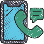 Skizzenartiges Icon eines Smartphones mit Anruf Icon